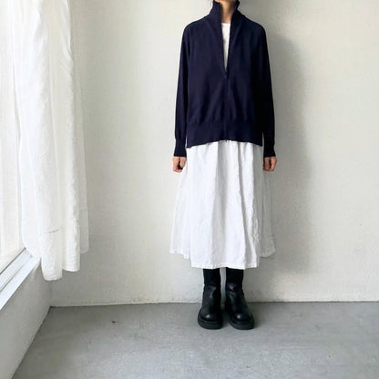 homspun ソフトコットンジップアップカーディガン　ネイビー