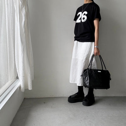 OLDMANS TAILOR   ブラシストロークプリント半袖Tシャツ　ブラック