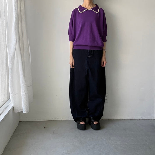atelier naruse  コットンクロシェカラーニット　パープル