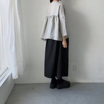 Linenya  リネンバッグギャザーブラウス　ライトグレー