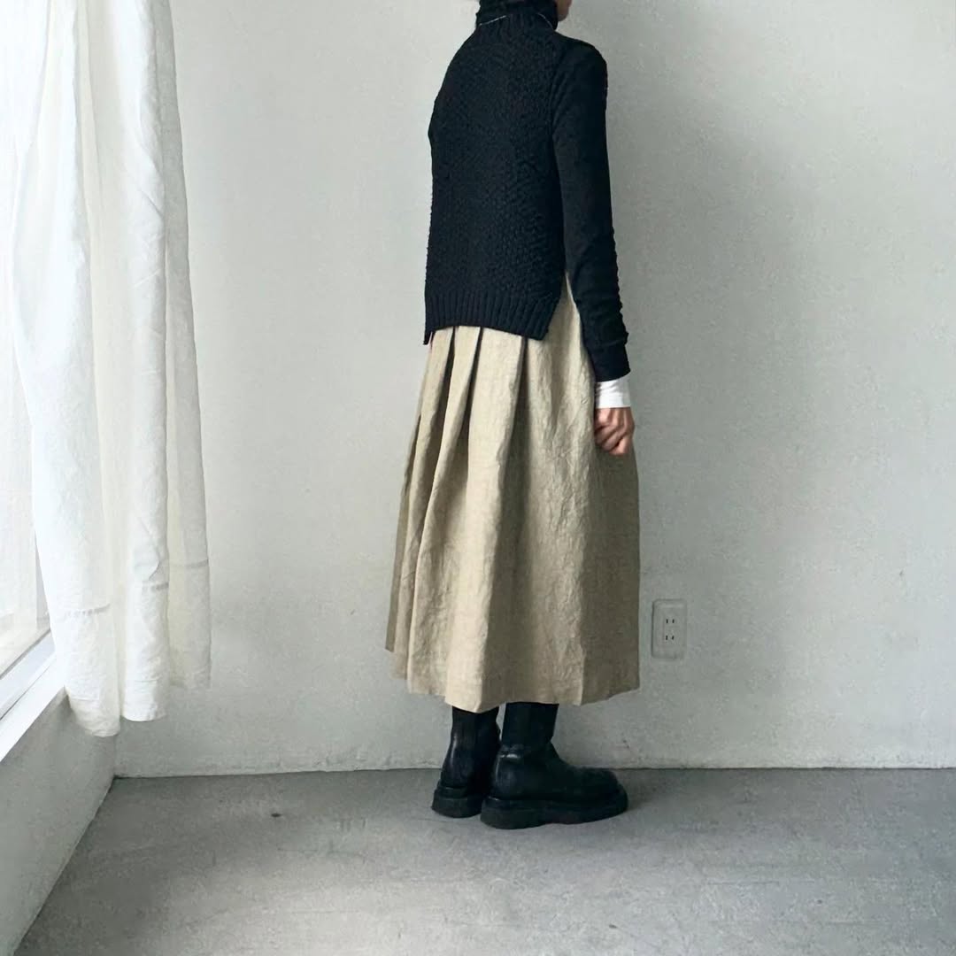 Linenya  リネンタックスカート　ベージュ