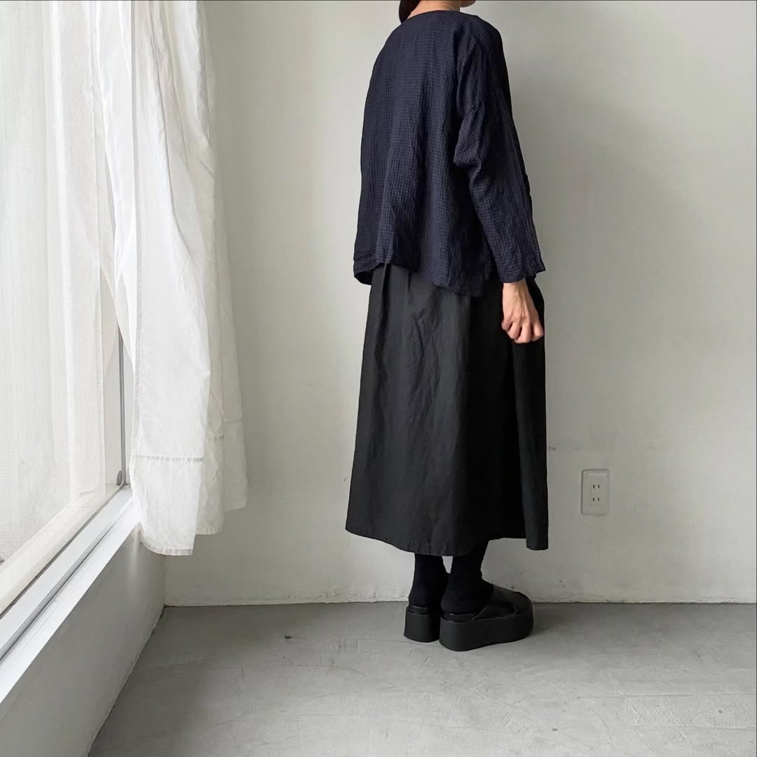 jujudhau ギンガムリネンダブルボタンシャツ