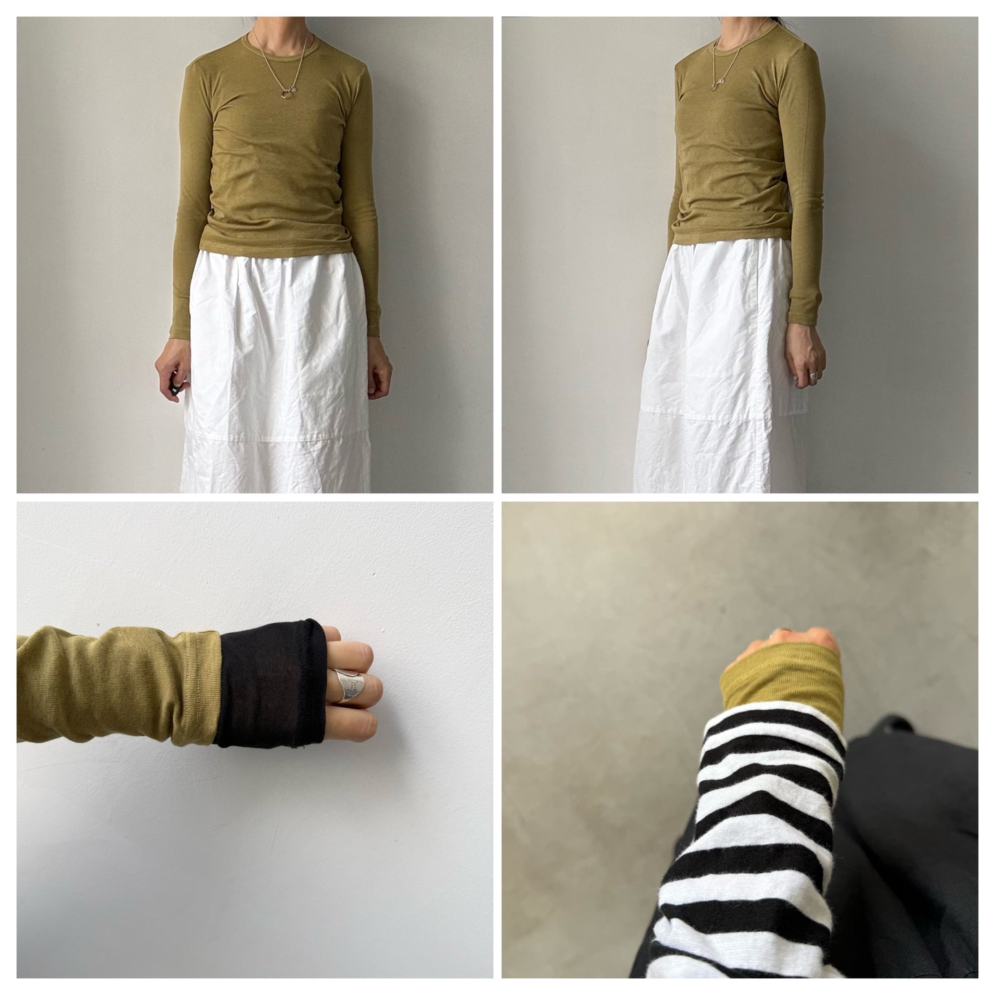 ゴーシュ  スーピマコットンカシミアフライス長袖シャツ　ダークイエロー