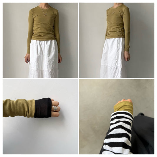 ゴーシュ  スーピマコットンカシミアフライス長袖シャツ　ダークイエロー