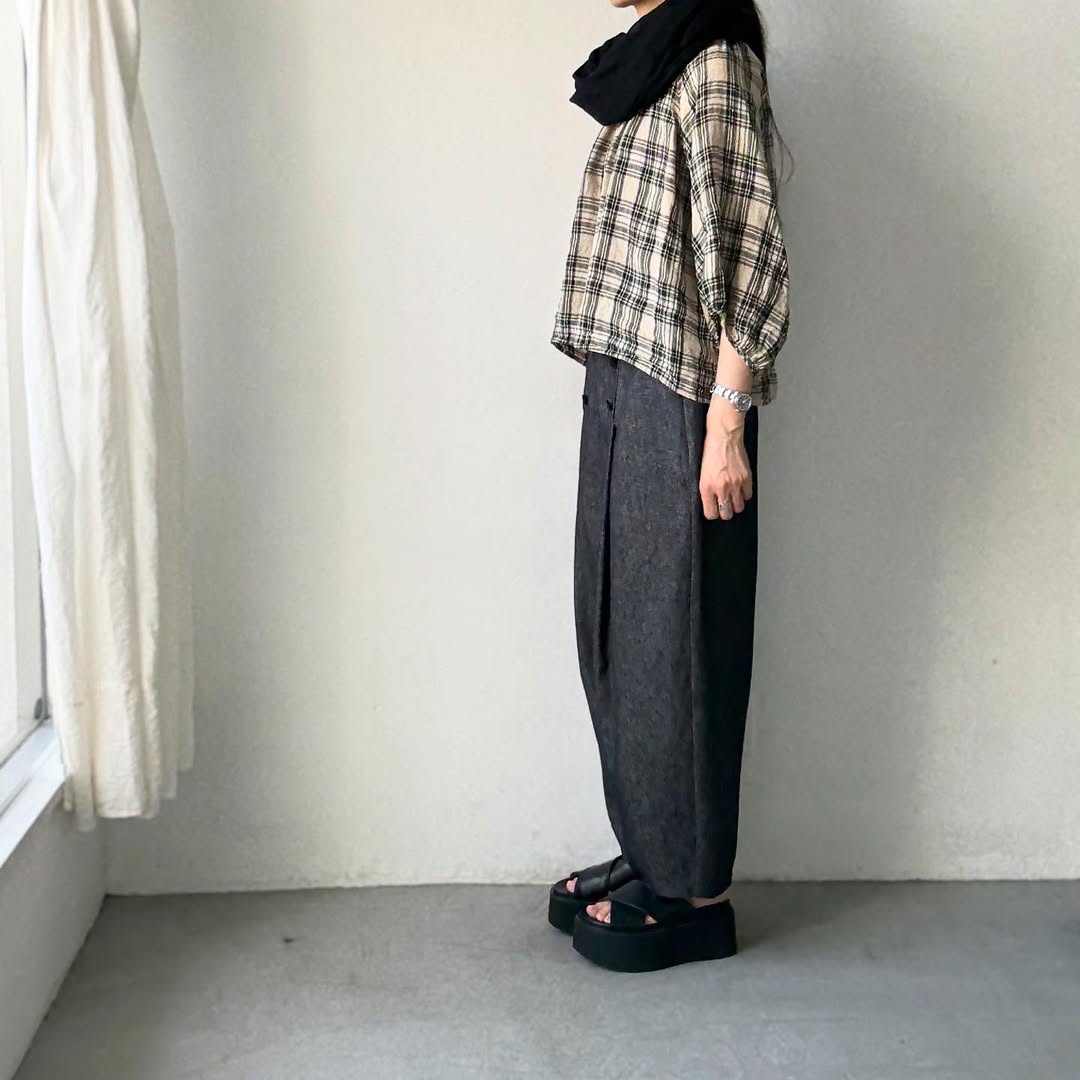 MAGALI コットンリネンデニムマリンパンツ