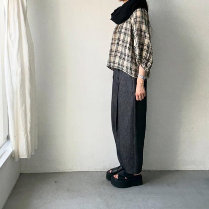 MAGALI コットンリネンデニムマリンパンツ