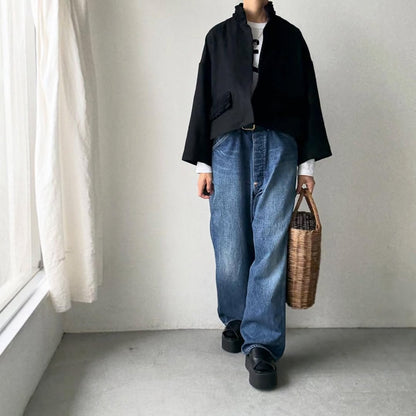 R&D.M.Co  フリルデコレーションジャケット　ブラック