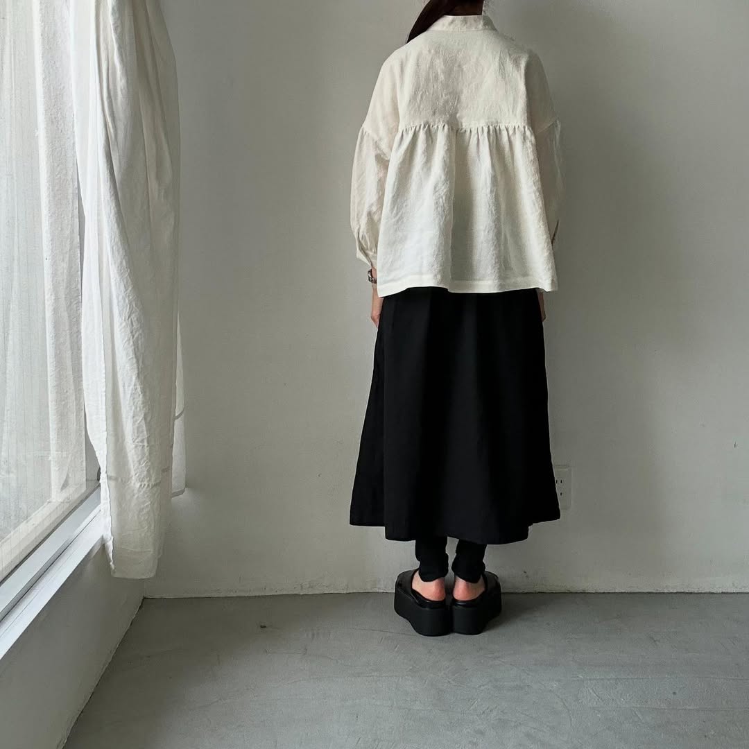 Linenya  リネンスタンドカラーブラウス　ホワイト