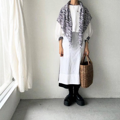 R&D.M.Co  ワイルドベリーガーゼショール　ブラック×ホワイト