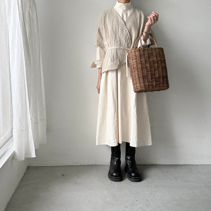 MAGALI  トリプルウォッシュリネンカシュクールジレ　ナチュラル