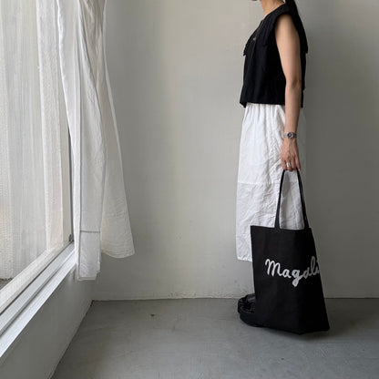 MAGALI   キャンバスコットンリネントートバッグ　ブラック