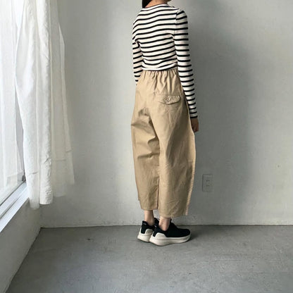 ゴーシュ  オーガニックダックコットンストレートラインパンツ　ベージュ