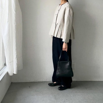 MAGALI ハイカウントコットンリネンダブルボタンジャケット　オートミール