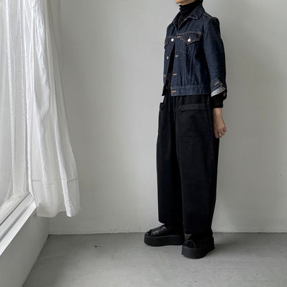 MAGALI コットンコーデュロイフラップポケットパンツ　ブラック