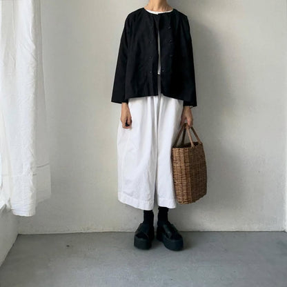 jujudhau デッドストックコットンダブルボタンシャツ　ブラック