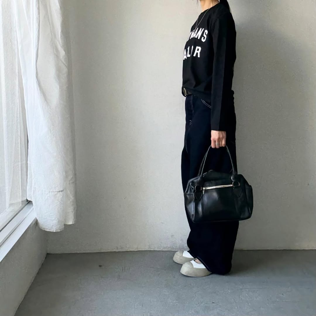 OLDMANS TAILOR OMTラバープリント長袖Tシャツ　ブラック