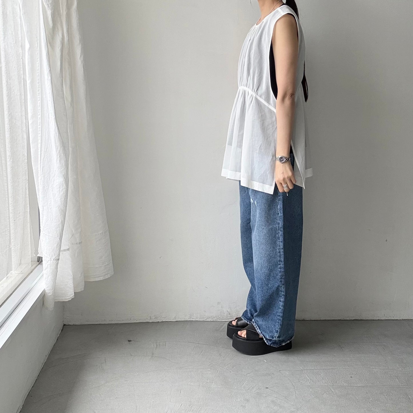 TENNE HANDCRAFTED MODERN オーガンジー2wayショートドレス　ホワイト