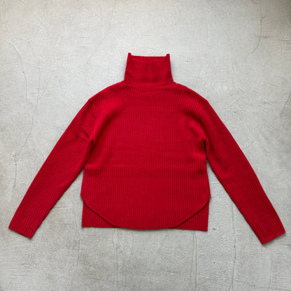 homspun メリノウールリブタートルセーター　レッド