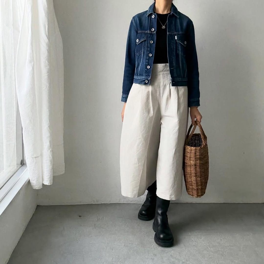 MAGALI ハイカウントコットンリネンコクーンパンツ　オートミール