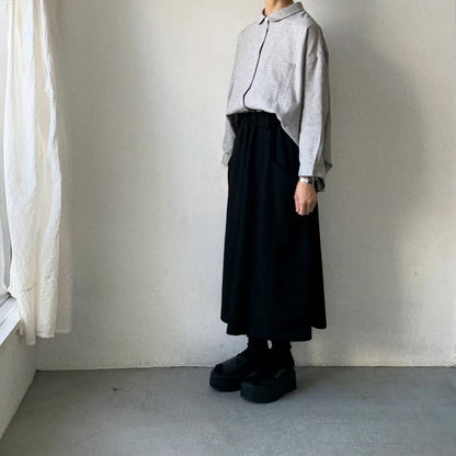 Linenya  コットンヤク丸襟長袖ブラウス　グレー