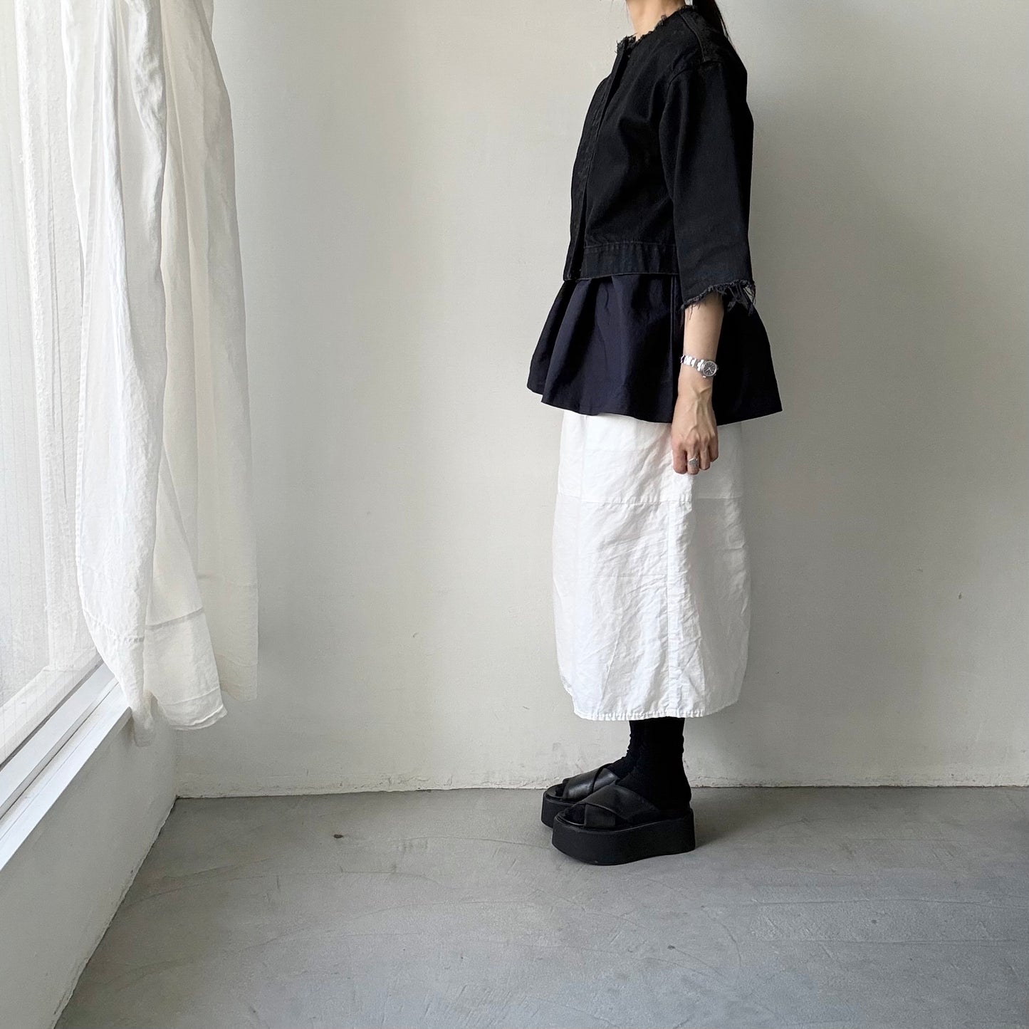 homspun  ワッフルノースリーブプルオーバー　ネイビー×ネイビー