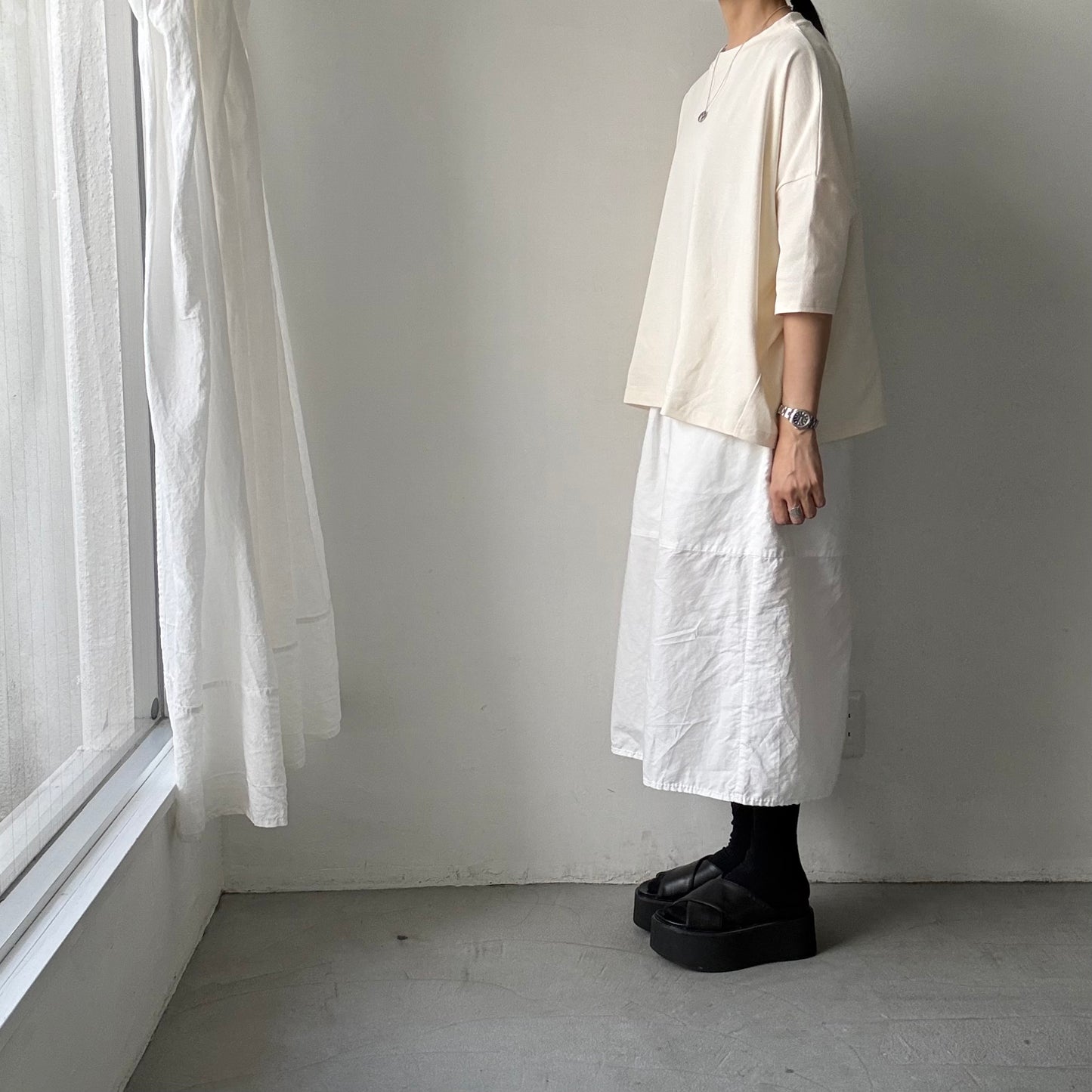 🟡水曜日入荷分予約受付中🟡 Linenya  テラヴェ7分袖Tシャツ　アイボリー