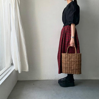 R&D.M.Co  コットンポリエステルタフタビッグバルーンスリーブブラウス