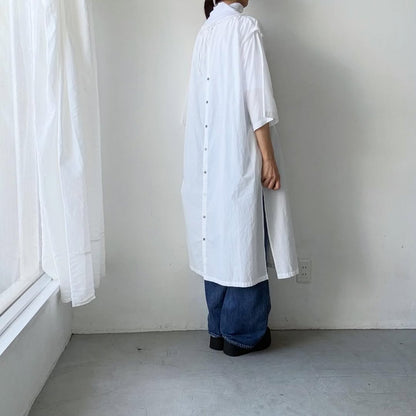 ayanoguchiaya　フリップロングシャツドレス　ホワイト