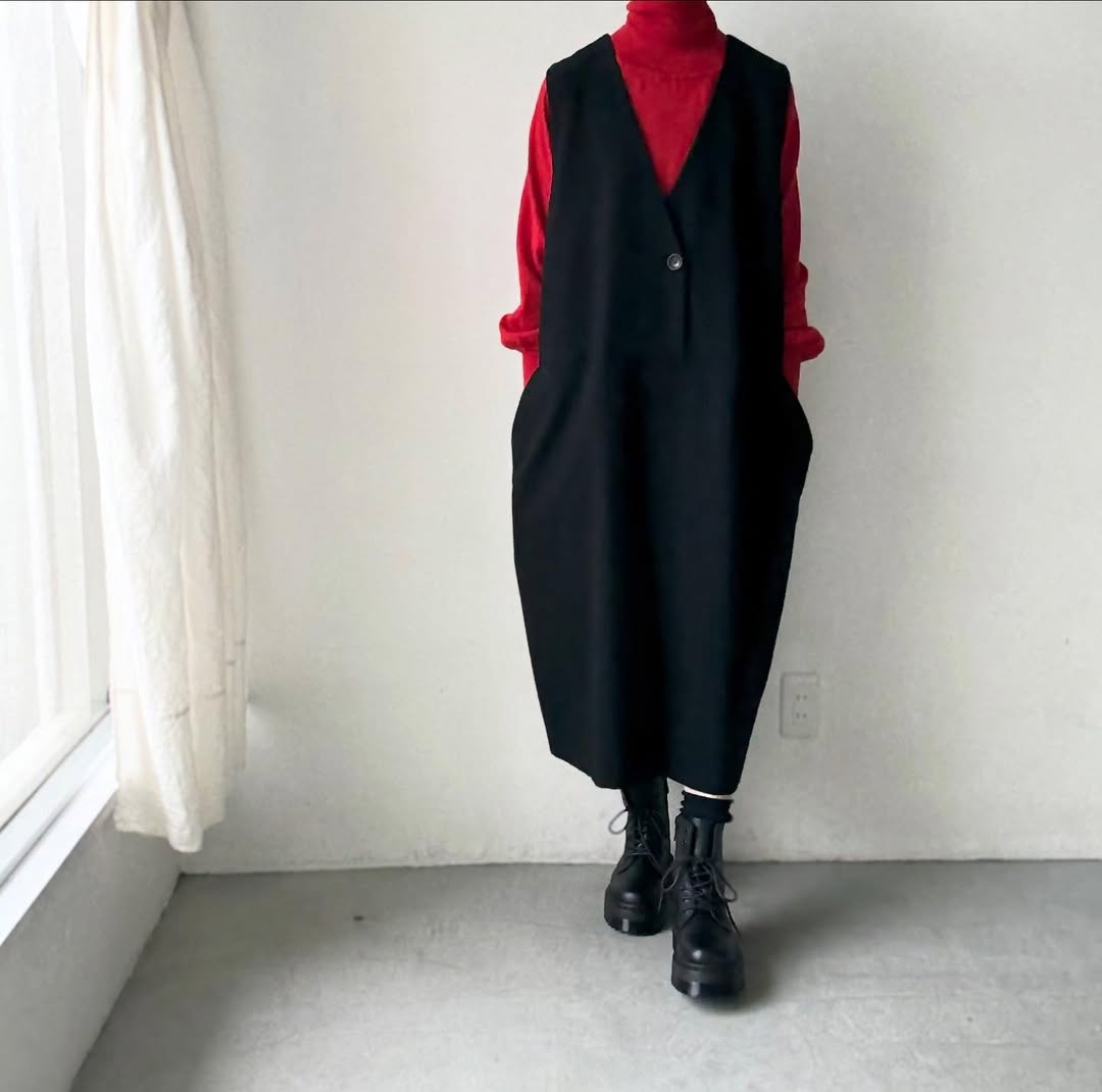 atelier naruse コットンウールヘリンボンジャンパースカート