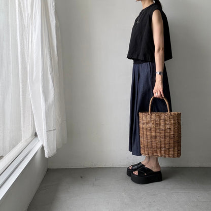 Linenya  デニムタックスカート　82センチ丈
