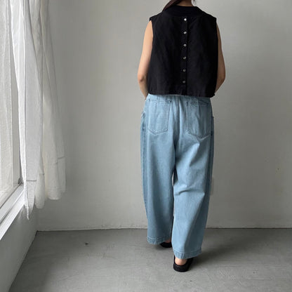 atelier naruse  コットンデニムワイドタックパンツ　size 1