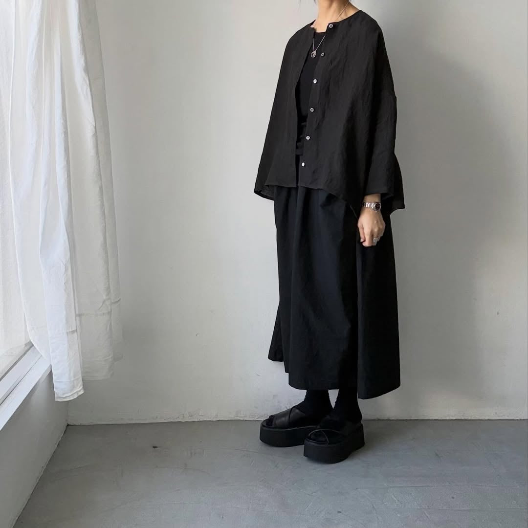 Linenya  リネンバッグギャザーブラウス　ブラック