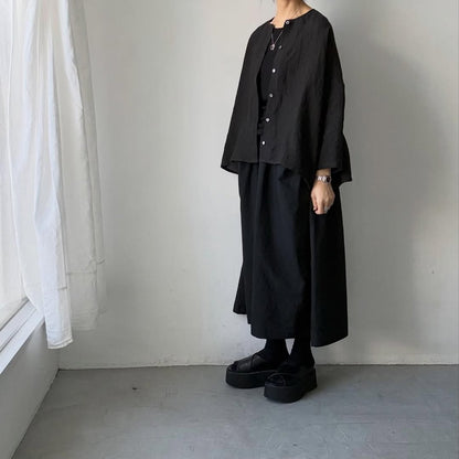 Linenya  リネンバッグギャザーブラウス　ブラック