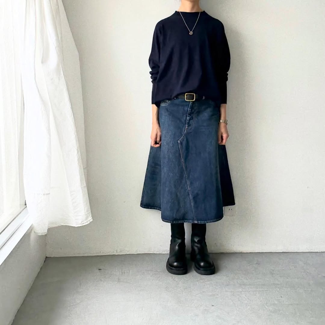 as it is   コットンオーバーニット　ネイビー