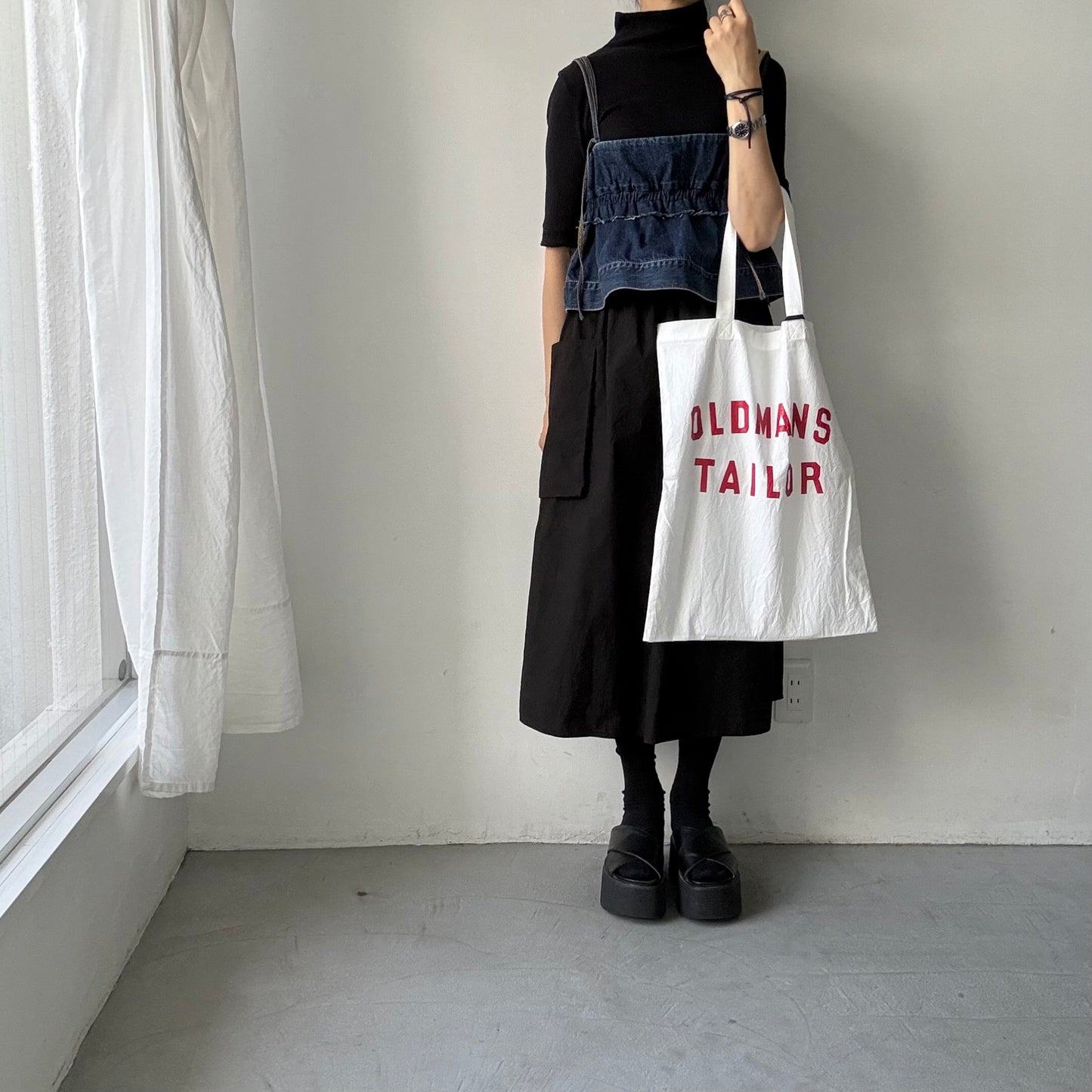 OLDMANS TAILOR  OMTプリントテクスチャートートバッグ　ホワイト