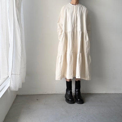 jujudhau デッドストックコットンティアードドレス　ナチュラル(ネップ)