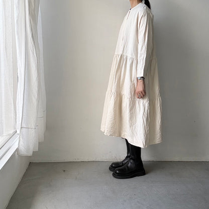 jujudhau デッドストックコットンティアードドレス　ナチュラル(ネップ)
