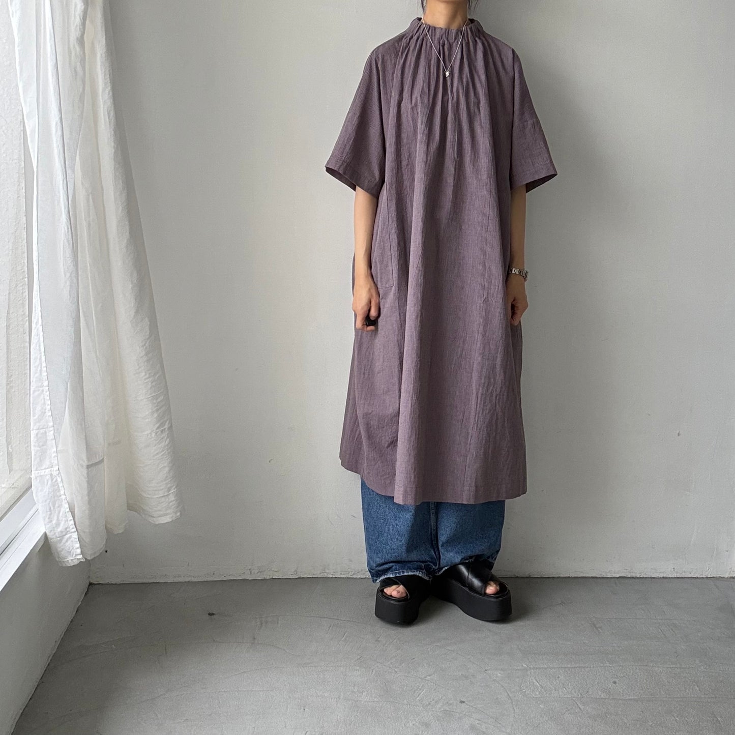 atelier d'antan Krallコットンリネンドレス