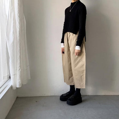 ゴーシュ  オーガニックダックコットンストレートラインパンツ　ベージュ