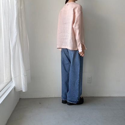 atelier naruse  リネンスモックブラウス　ペールピンク