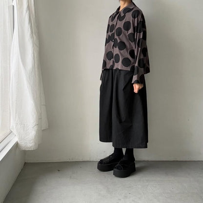 atelier naruse  コットンカットソー水玉ブラウス　ブラウン×ブラック