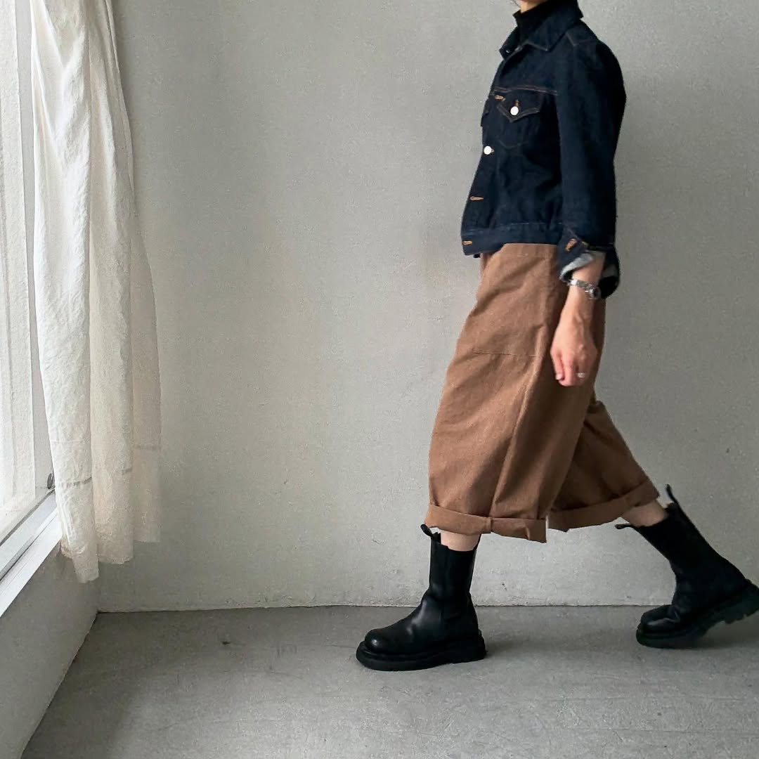atelier d'antan Perriereコットンワイドパンツ　カーキ