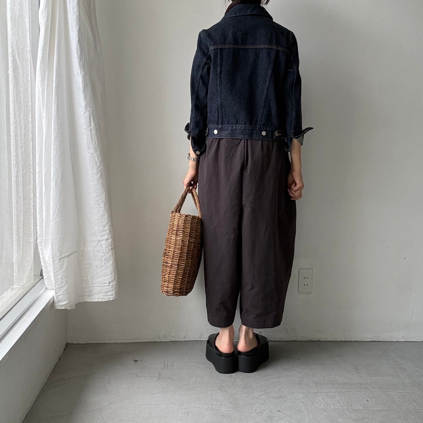 atelier d'antan Perriereコットンワイドパンツ　ダークグレーsize 1