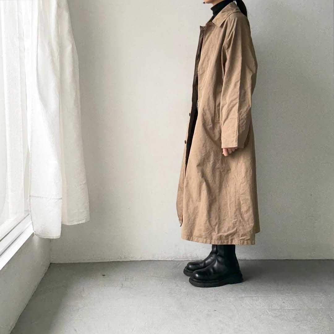 R&D.M.Co ガーメントダイステンカラーコート　ベージュ