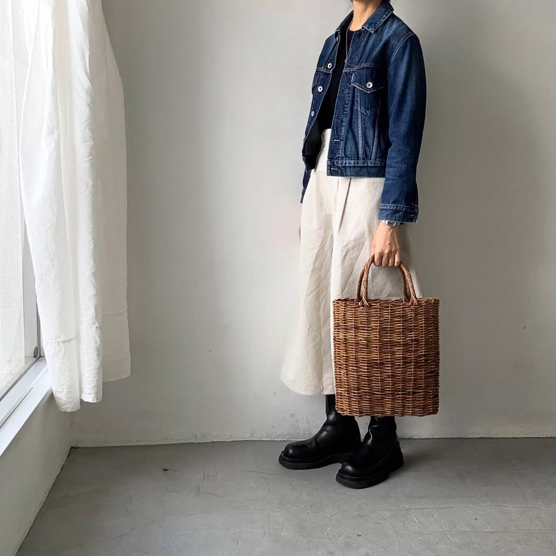 MAGALI ハイカウントコットンリネンコクーンパンツ　オートミール