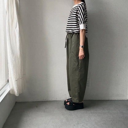 homspun 高密度ウエポンギャザーパンツ　グリーン