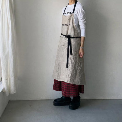 R&D.M.Co  YOU ROCK リネンエプロン