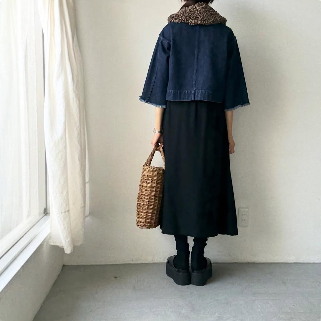 R&D.M.Co  コットンウールフリルカラー　チェック