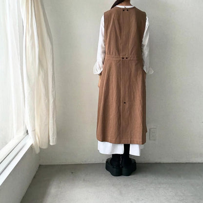 atelier d'antan kobell コットンエプロンドレス　カーキ