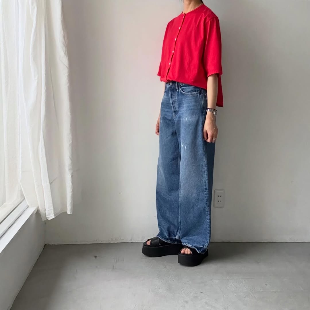 homspun  天竺5分袖カーディガン
レッド